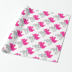 Hand Silhouette Rabbit roze Cadeaupapier