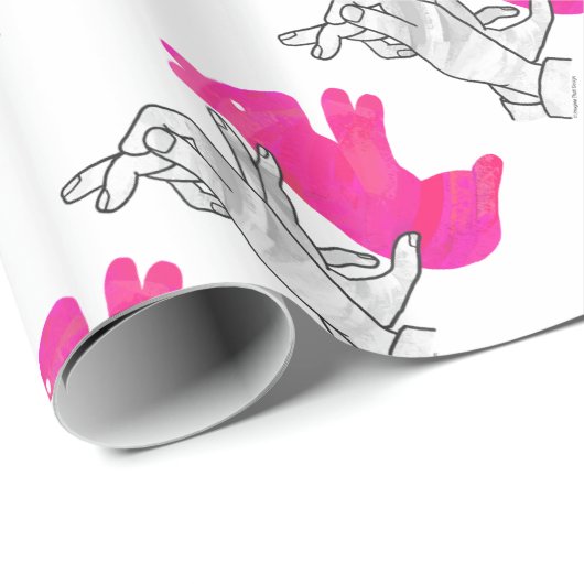 Hand Silhouette Rabbit roze Cadeaupapier (Rol Hoek)