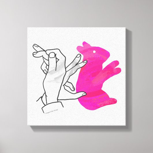 Hand Silhouette Rabbit roze Canvas Afdruk (Voorkant)