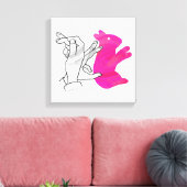 Hand Silhouette Rabbit roze Canvas Afdruk (Insitu (Woonkamer))