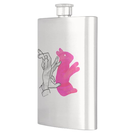 Hand Silhouette Rabbit roze Heupfles (Links)