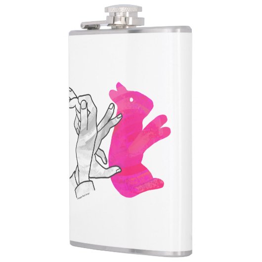 Hand Silhouette Rabbit roze Heupfles (Links)