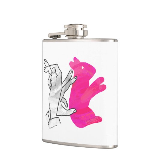 Hand Silhouette Rabbit roze Heupfles (Links)