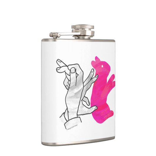 Hand Silhouette Rabbit roze Heupfles (Rechts)