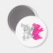 Hand Silhouette Rabbit roze Magneet (Voorkant / Achterkant)