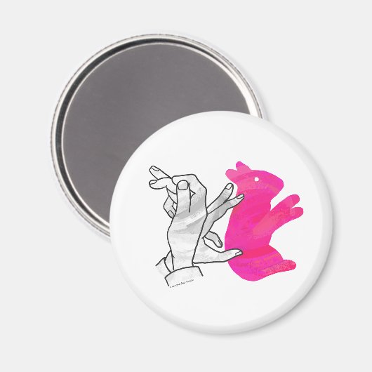 Hand Silhouette Rabbit roze Magneet (Voorkant / Achterkant)