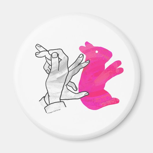 Hand Silhouette Rabbit roze Magneet (Voorkant)