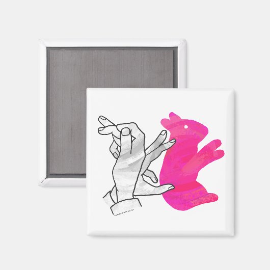 Hand Silhouette Rabbit roze Magneet (Voorkant / Achterkant)