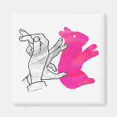 Hand Silhouette Rabbit roze Magneet (Voorkant)