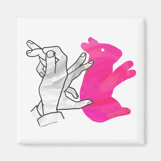 Hand Silhouette Rabbit roze Magneet (Voorkant)