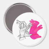 Hand Silhouette Rabbit roze Magneet (Voorkant / Achterkant)