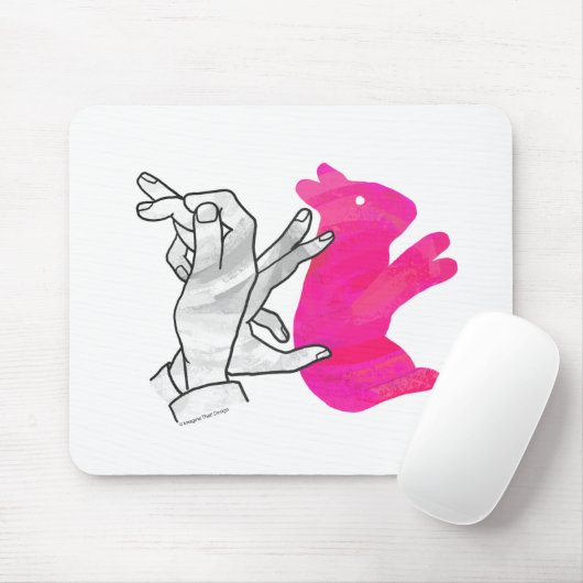 Hand Silhouette Rabbit roze Muismat (Met muis)