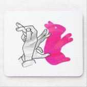 Hand Silhouette Rabbit roze Muismat (Voorkant)