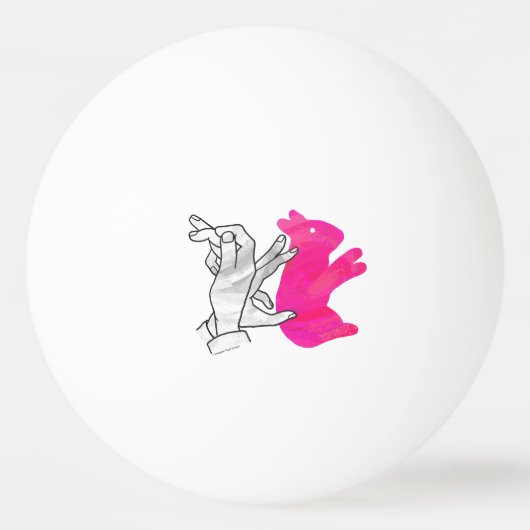 Hand Silhouette Rabbit roze Pingpongbal (Voorkant)