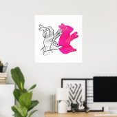 Hand Silhouette Rabbit roze Poster (Thuiskantoor)