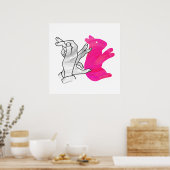 Hand Silhouette Rabbit roze Poster (Keuken)