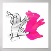 Hand Silhouette Rabbit roze Poster (Voorkant)