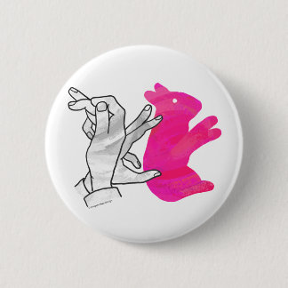 Hand Silhouette Rabbit roze Ronde Button 5,7 Cm