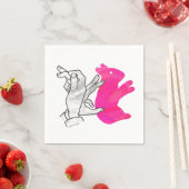 Hand Silhouette Rabbit roze Servetten (Insitu)