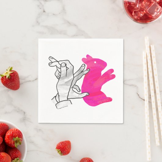 Hand Silhouette Rabbit roze Servetten (Insitu)