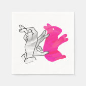 Hand Silhouette Rabbit roze Servetten (Voorkant)