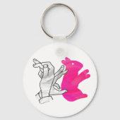 Hand Silhouette Rabbit roze Sleutelhanger (Voorkant)