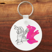 Hand Silhouette Rabbit roze Sleutelhanger (Voorkant)