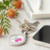 Hand Silhouette Rabbit roze Sleutelhanger (Zijkant)