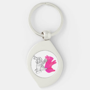Hand Silhouette Rabbit roze Sleutelhanger