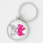 Hand Silhouette Rabbit roze Sleutelhanger (Voorkant)
