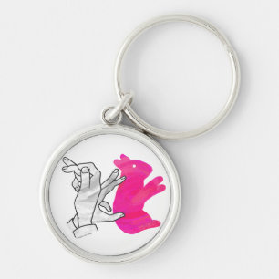 Hand Silhouette Rabbit roze Sleutelhanger
