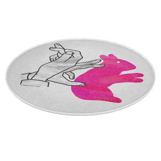 Hand Silhouette Rabbit roze Snijplank (Hoek)