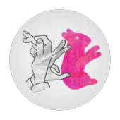 Hand Silhouette Rabbit roze Snijplank (Voorkant)