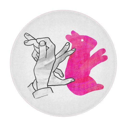 Hand Silhouette Rabbit roze Snijplank (Voorkant)