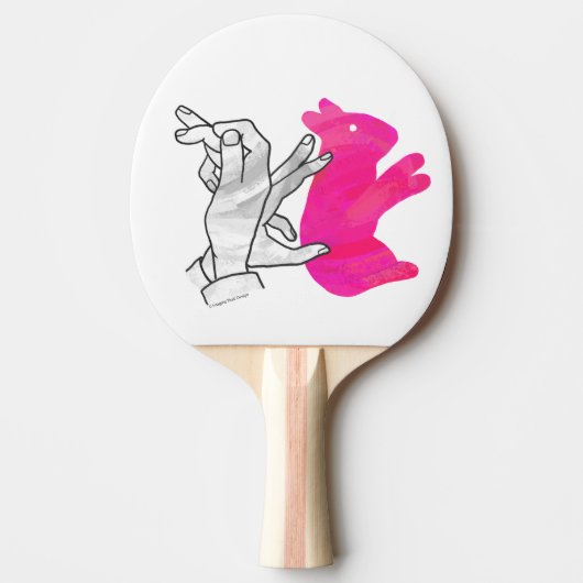 Hand Silhouette Rabbit roze Tafeltennisbatje (Voorkant)