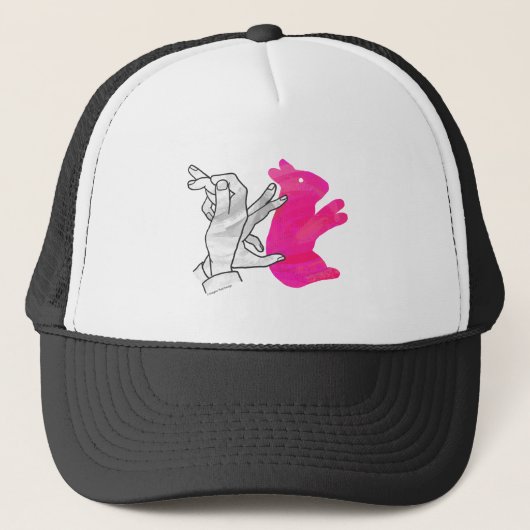 Hand Silhouette Rabbit roze Trucker Pet (Voorkant)