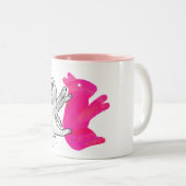 Hand Silhouette Rabbit roze Tweekleurige Koffiemok (Voorkant rechts)