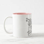 Hand Silhouette Rabbit roze Tweekleurige Koffiemok (Links)