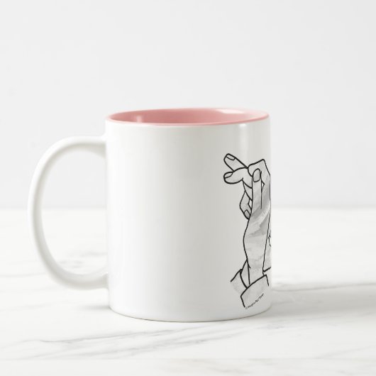 Hand Silhouette Rabbit roze Tweekleurige Koffiemok (Links)