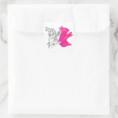 Hand Silhouette Rabbit roze Vierkante Sticker (Tas)