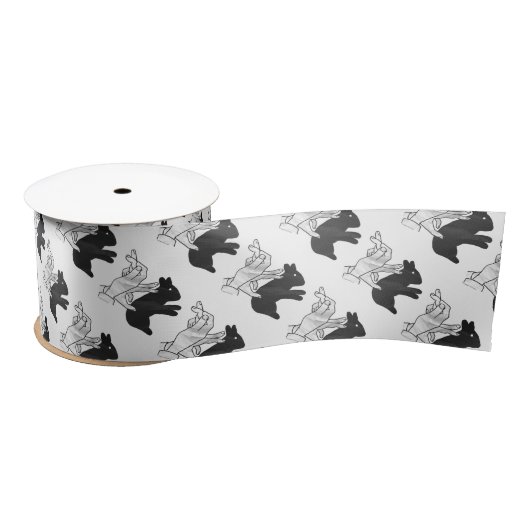 Hand Silhouette Rabbit Satijnen Lint (Spoel)