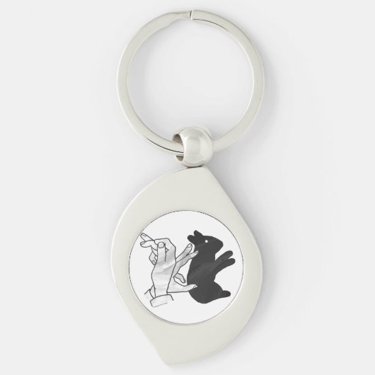 Hand Silhouette Rabbit Sleutelhanger (Voorkant)