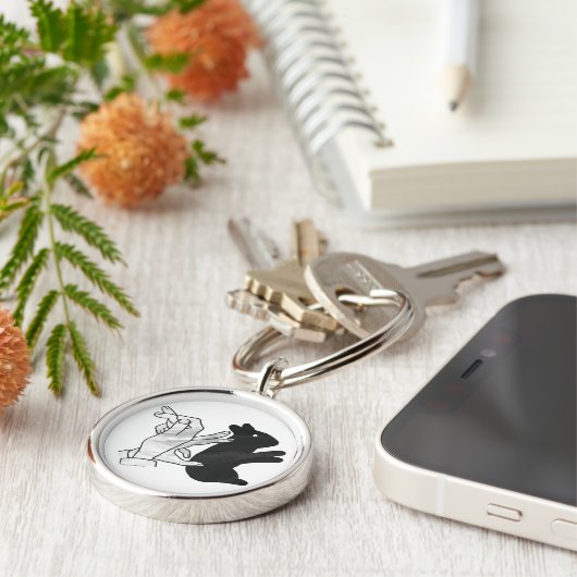 Hand Silhouette Rabbit Sleutelhanger (Zijkant)