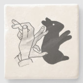Hand Silhouette Rabbit Stenen Onderzetter (Voorkant)
