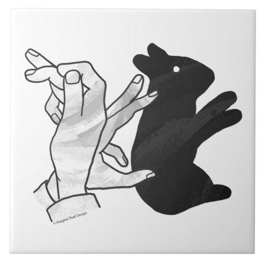 Hand Silhouette Rabbit Tegeltje (Voorkant)