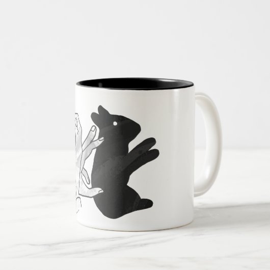 Hand Silhouette Rabbit Tweekleurige Koffiemok (Voorkant rechts)