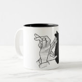 Hand Silhouette Rabbit Tweekleurige Koffiemok (Voorkant links)