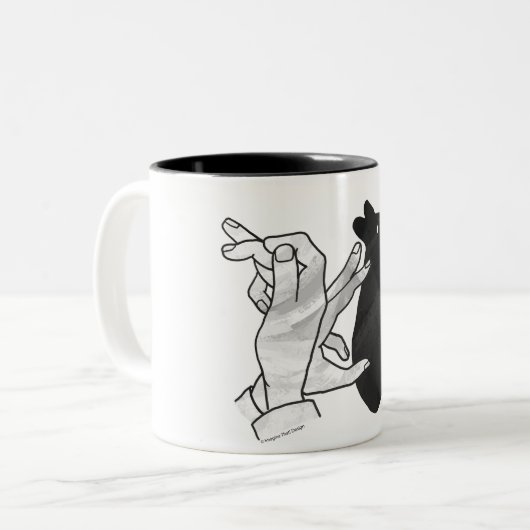 Hand Silhouette Rabbit Tweekleurige Koffiemok (Voorkant links)