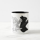 Hand Silhouette Rabbit Tweekleurige Koffiemok (Center)