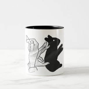 Hand Silhouette Rabbit Tweekleurige Koffiemok